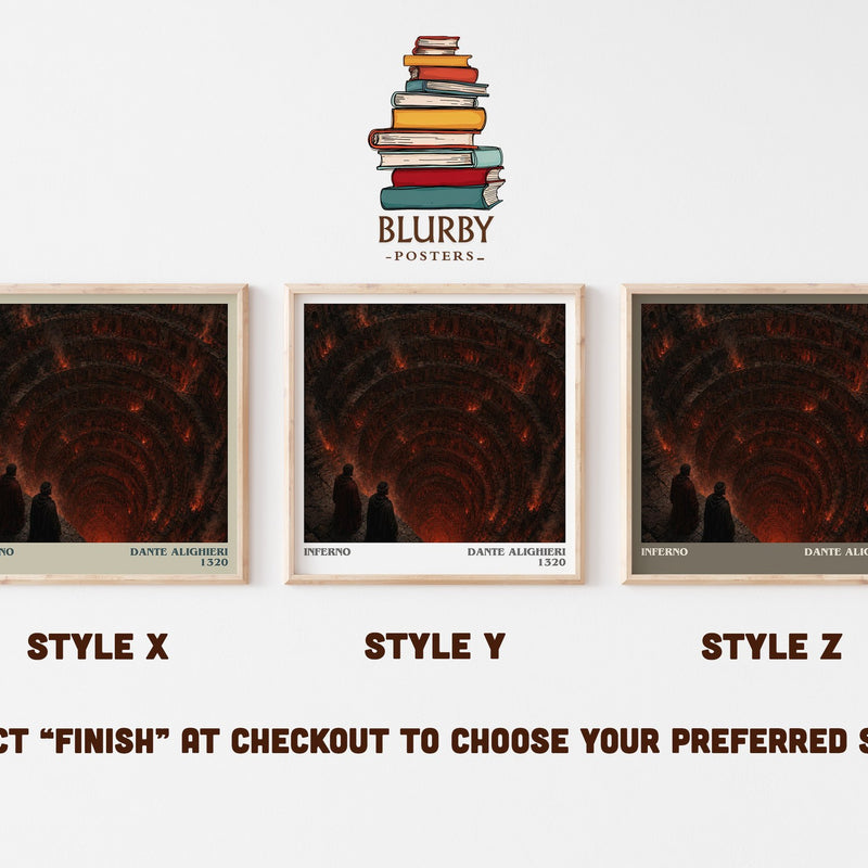 Inferno literary print in frame leaning in hallway – poetry wall art