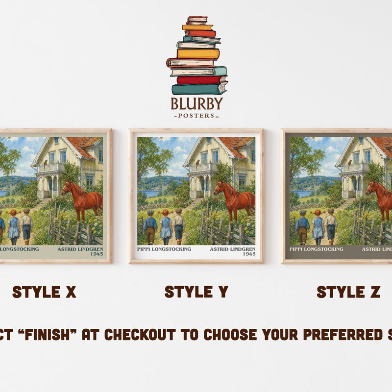Pippi Longstocking literary print in frame leaning in hallway – childrens wall art