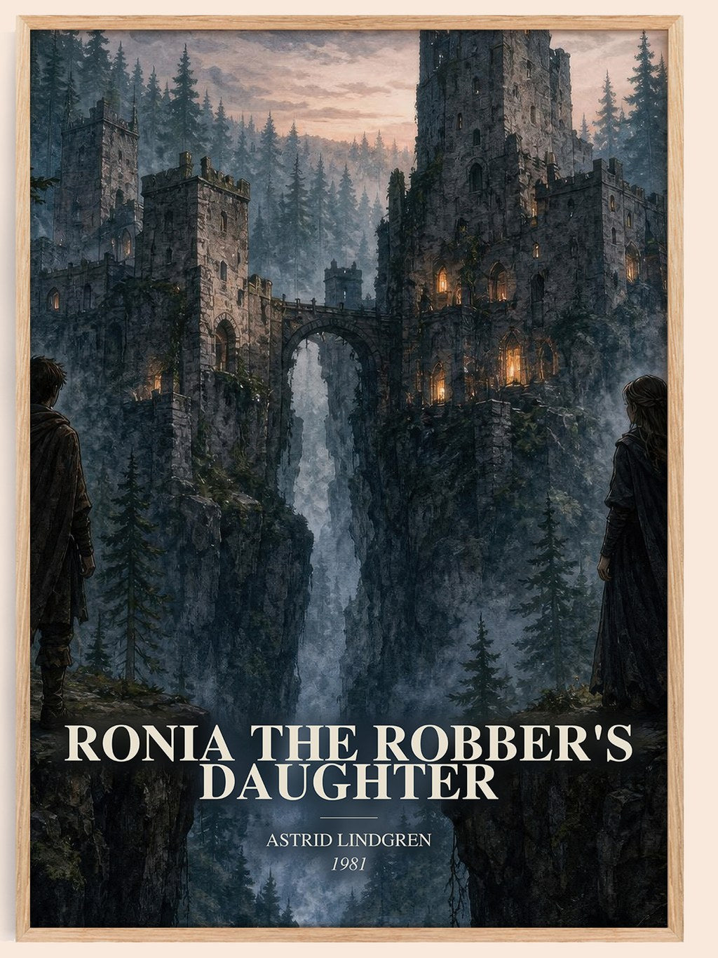 Ronia the Robber's Daughter watercolour book poster by Astrid Lindgren – framed literary art print