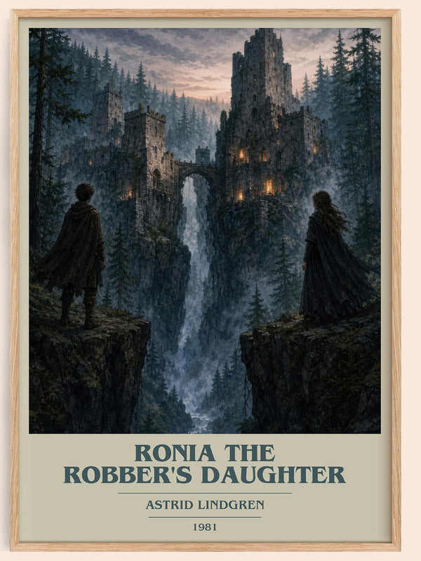 Ronia the Robber's Daughter book cover book poster by Astrid Lindgren – framed literary art print