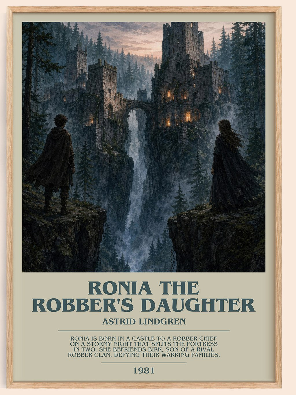 Ronia the Robber's Daughter bookish book poster by Astrid Lindgren – framed literary art print