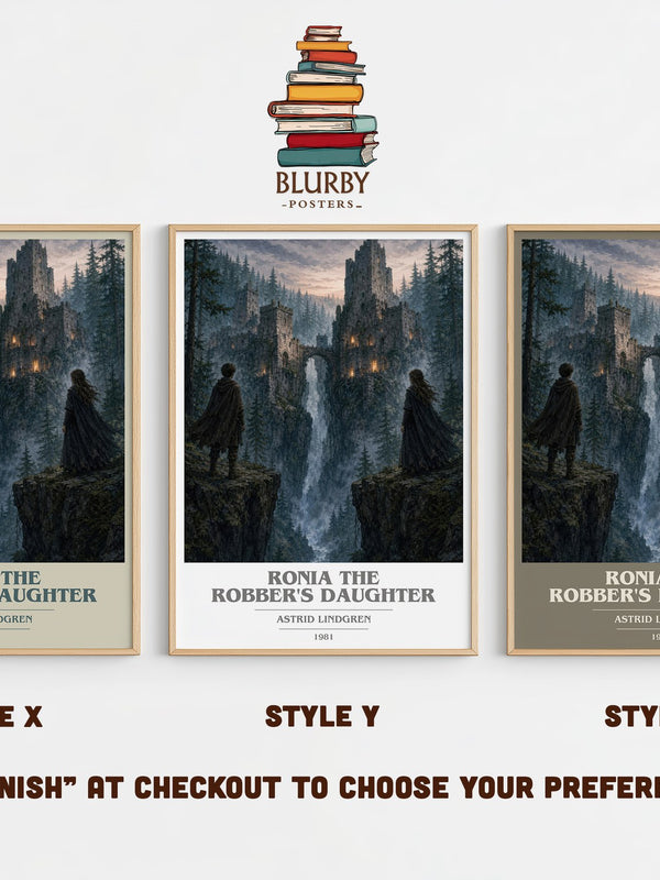 Ronia the Robber's Daughter book cover print in frame leaning in hallway – childrens wall art