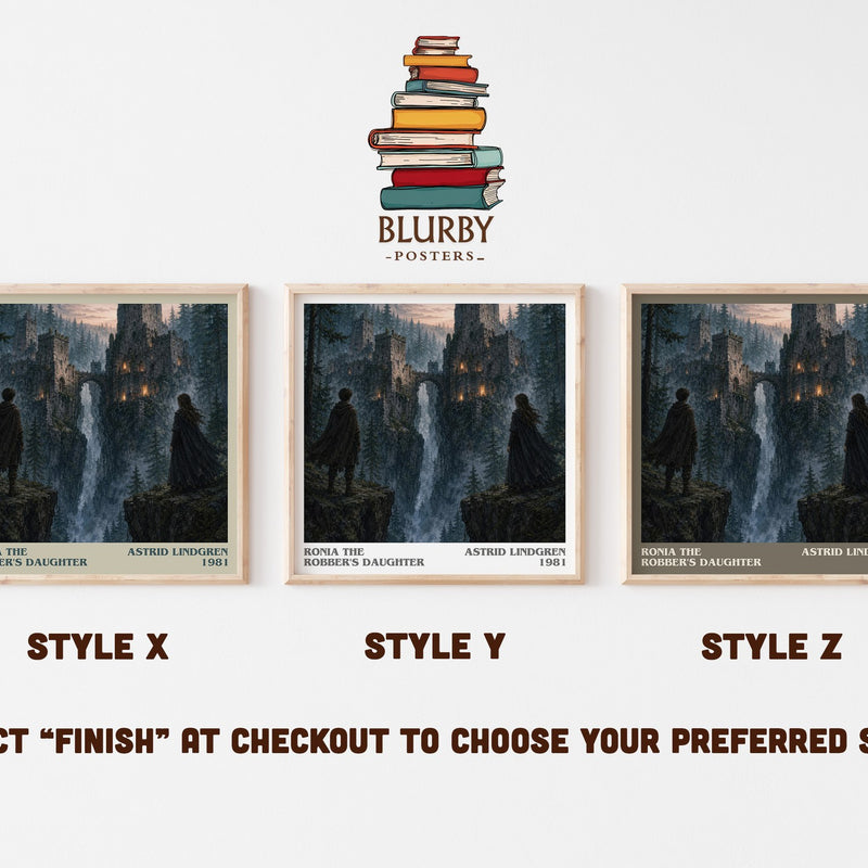 Ronia the Robber's Daughter literary print in frame leaning in hallway – childrens wall art