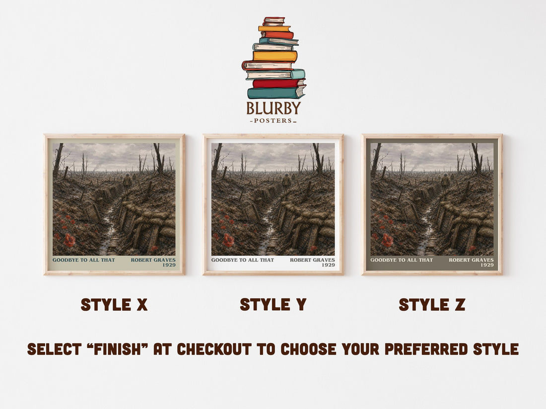 Goodbye to All That literary print in frame leaning in hallway – memoir wall art (mockup)