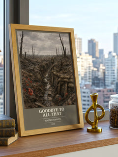 Goodbye to All That book cover print framed by window – literary home decor