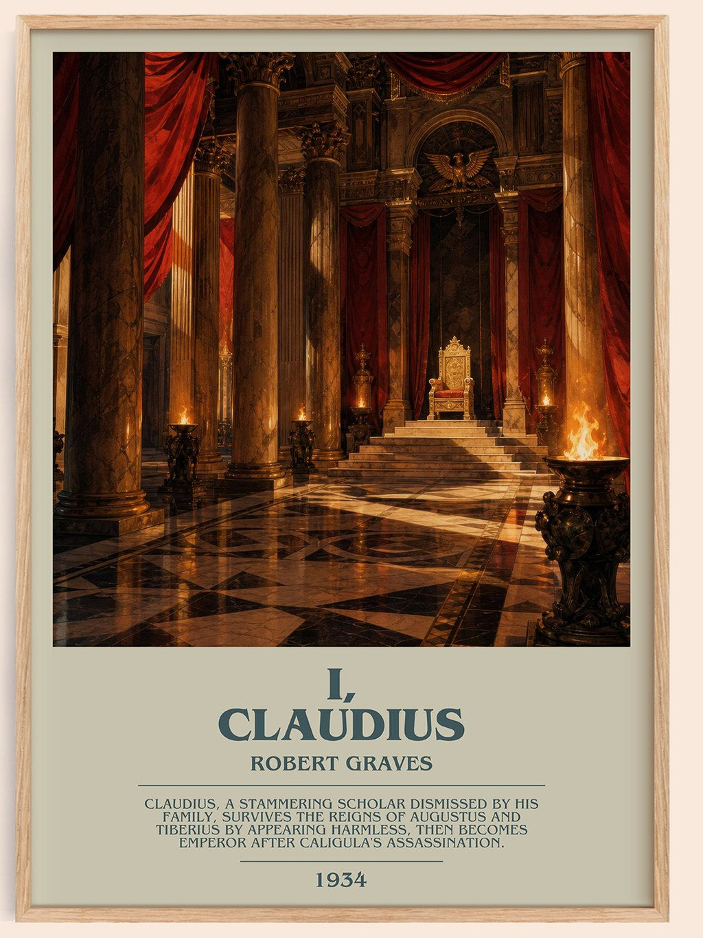 I, Claudius bookish book poster by Robert Graves – framed literary art print