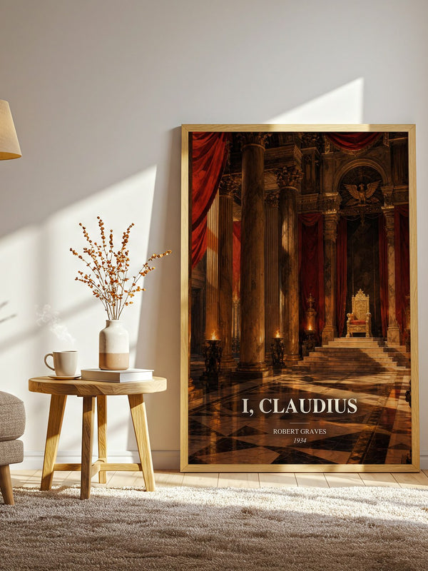 I, Claudius watercolour print in frame leaning in hallway – historical fiction wall art