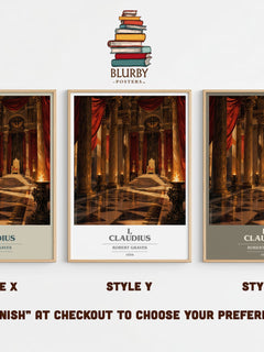 I, Claudius book cover print in frame leaning in hallway – historical fiction wall art