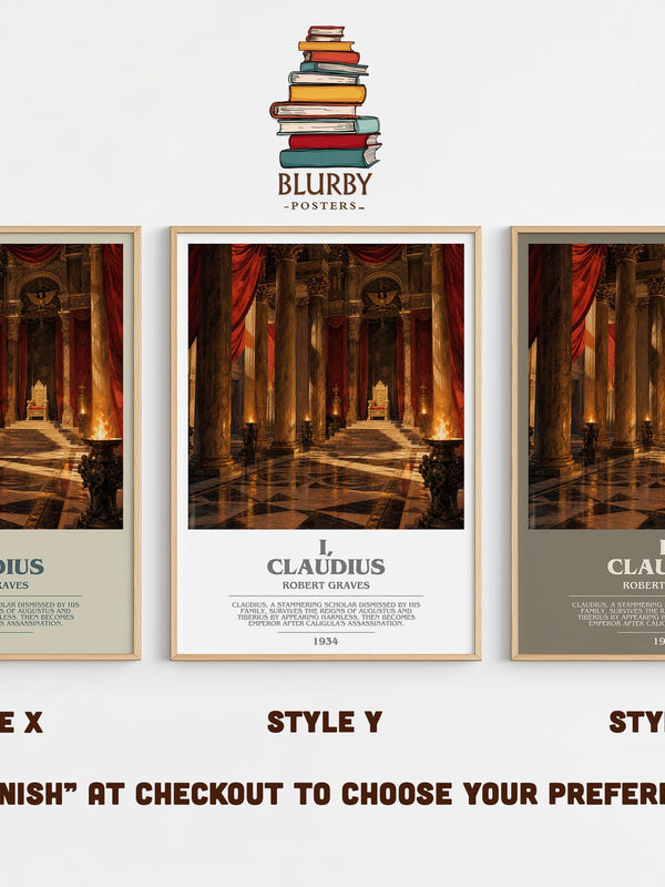 I, Claudius bookish print in frame leaning in hallway – historical fiction wall art