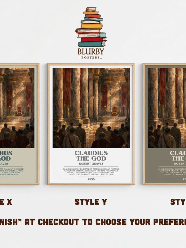 Claudius the God bookish print in frame leaning in hallway – historical fiction wall art