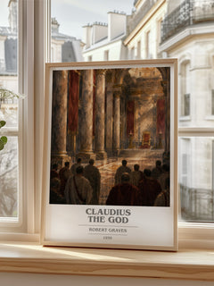 Claudius the God Book Cover Poster by Robert Graves – framed print by a bright window