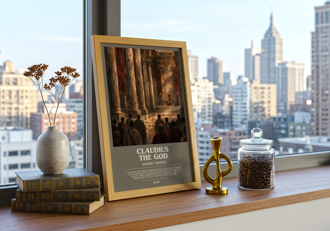 Claudius the God bookish print framed by window – literary home decor
