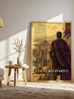 Count Belisarius watercolour print in frame leaning in hallway – historical fiction wall art