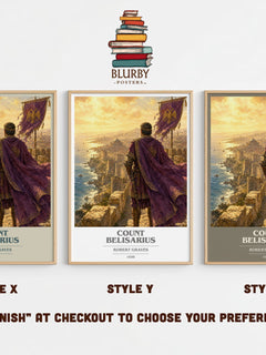 Count Belisarius book cover print in frame leaning in hallway – historical fiction wall art