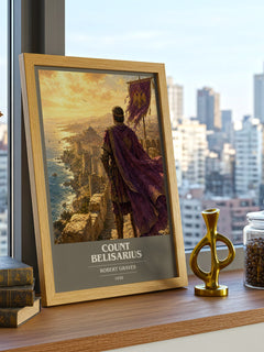 Count Belisarius book cover print framed by window – literary home decor