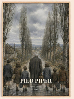 Pied Piper watercolour book poster by Nevil Shute – framed literary art print