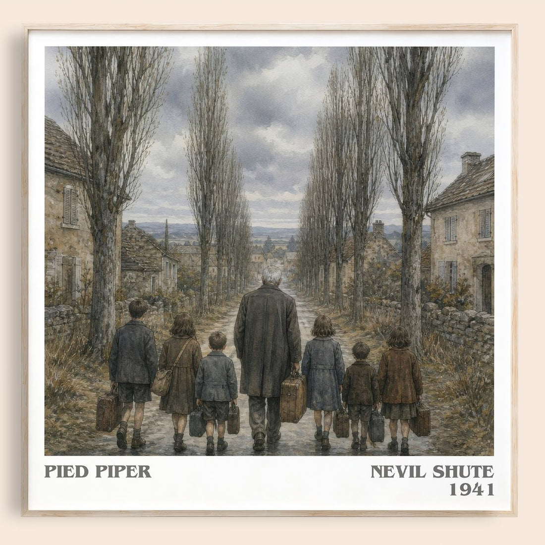 Pied Piper literary book poster by Nevil Shute – framed literary art print