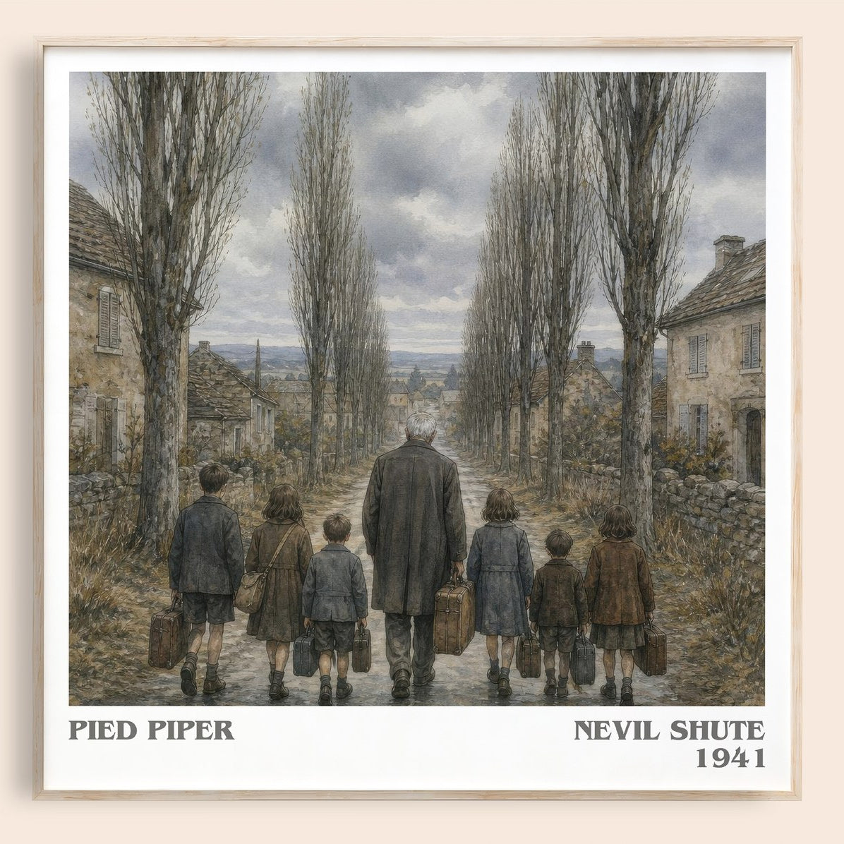 Pied Piper literary book poster by Nevil Shute – framed literary art print