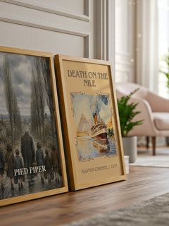 Pied Piper watercolour print framed by window – literary home decor