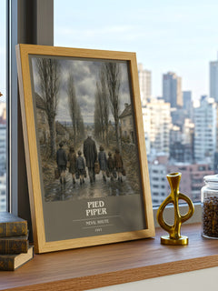 Pied Piper book cover print framed by window – literary home decor