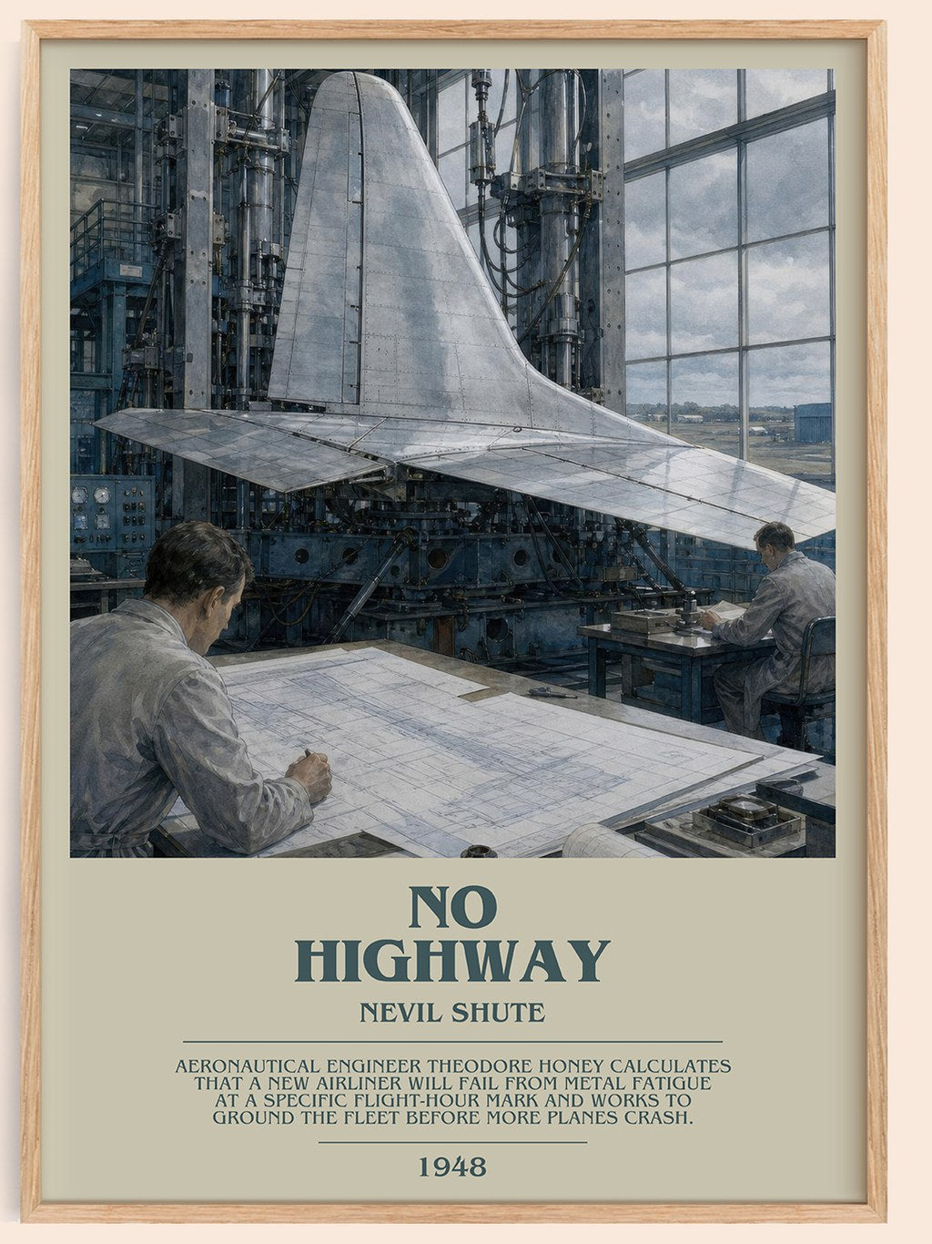 No Highway bookish book poster by Nevil Shute – framed literary art print