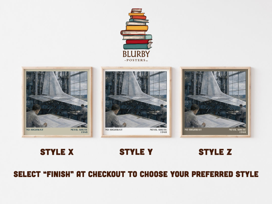 No Highway literary print in frame leaning in hallway – literary fiction wall art (mockup)