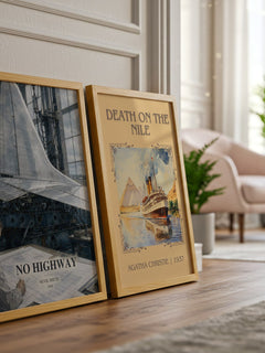 No Highway watercolour print framed by window – literary home decor