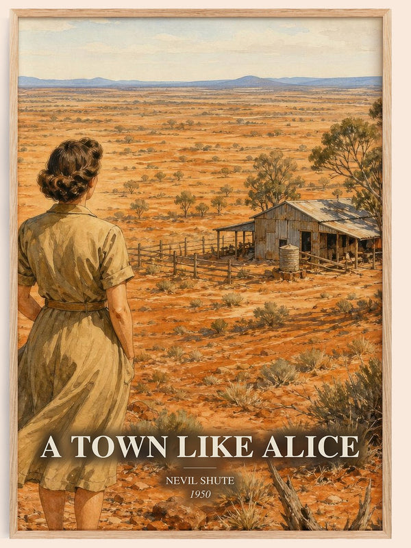 A Town Like Alice watercolour book poster by Nevil Shute – framed literary art print