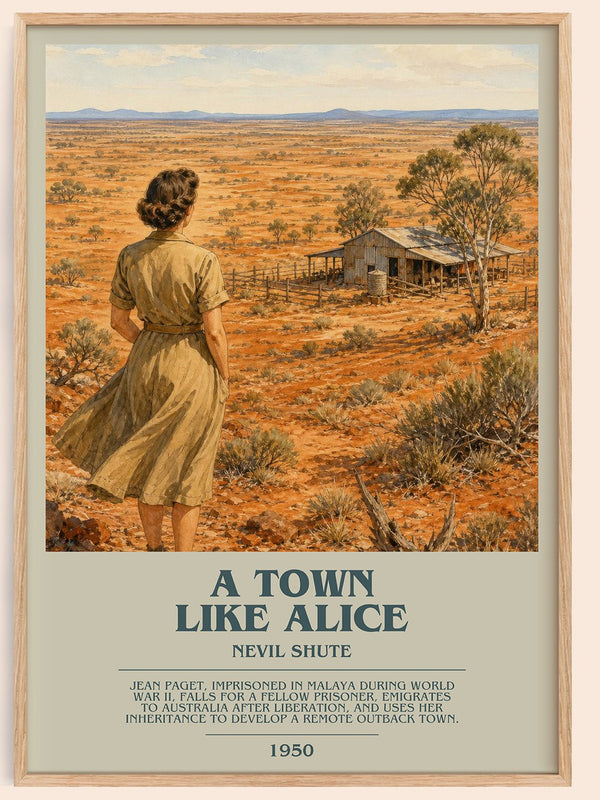 A Town Like Alice bookish book poster by Nevil Shute – framed literary art print