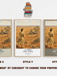 A Town Like Alice book cover print in frame leaning in hallway – historical fiction wall art