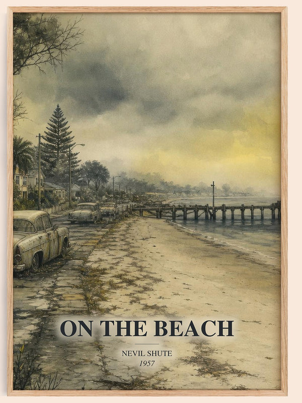 On the Beach watercolour book poster by Nevil Shute – framed literary art print