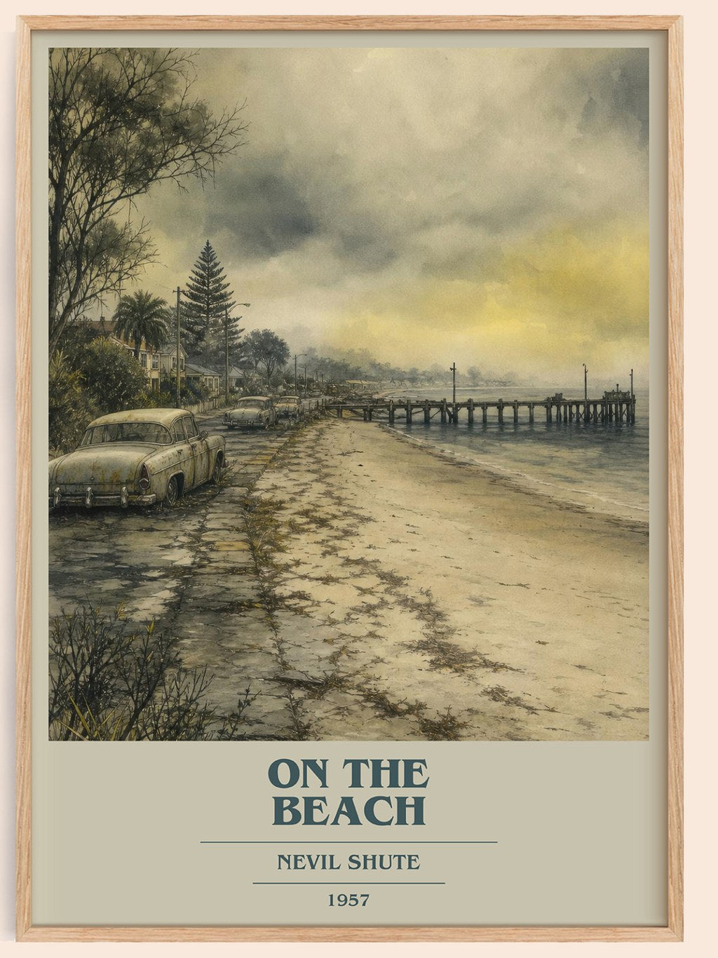 On the Beach book cover book poster by Nevil Shute – framed literary art print