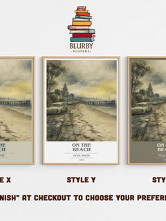 On the Beach book cover print in frame leaning in hallway – sci fi wall art