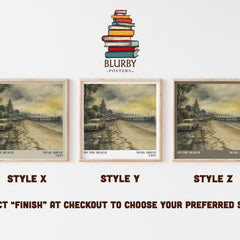 On the Beach literary print in frame leaning in hallway – sci fi wall art