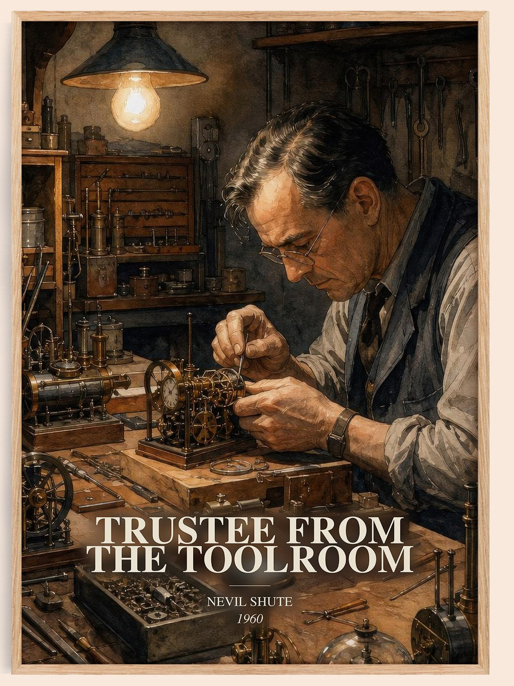 Trustee from the Toolroom watercolour book poster by Nevil Shute – framed literary art print