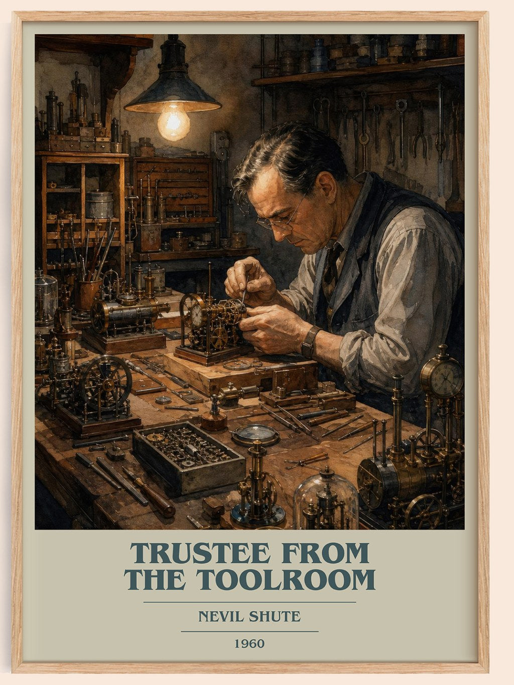 Trustee from the Toolroom book cover book poster by Nevil Shute – framed literary art print