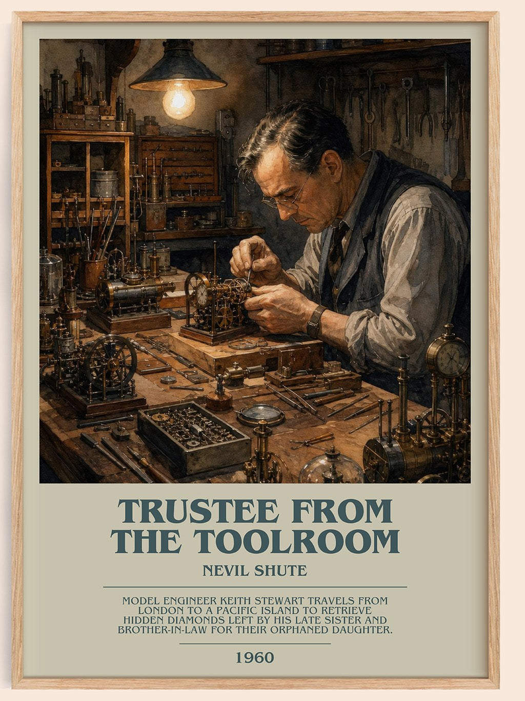 Trustee from the Toolroom bookish book poster by Nevil Shute – framed literary art print