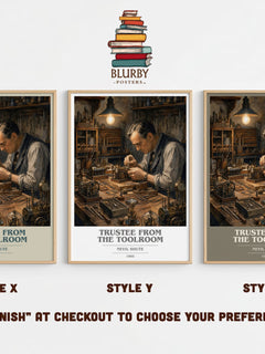 Trustee from the Toolroom book cover print in frame leaning in hallway – adventure wall art