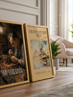 Trustee from the Toolroom watercolour print framed by window – literary home decor