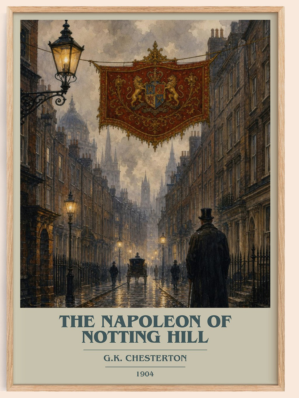The Napoleon of Notting Hill book cover book poster by G.K. Chesterton – framed literary art print