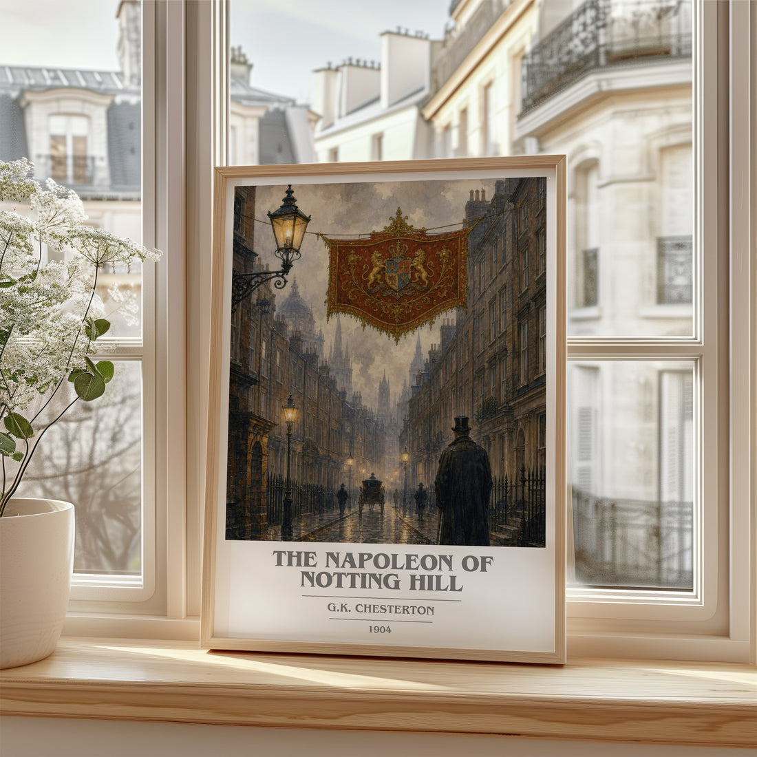 The Napoleon of Notting Hill book cover poster colour and style options – G.K. Chesterton book art (mockup)