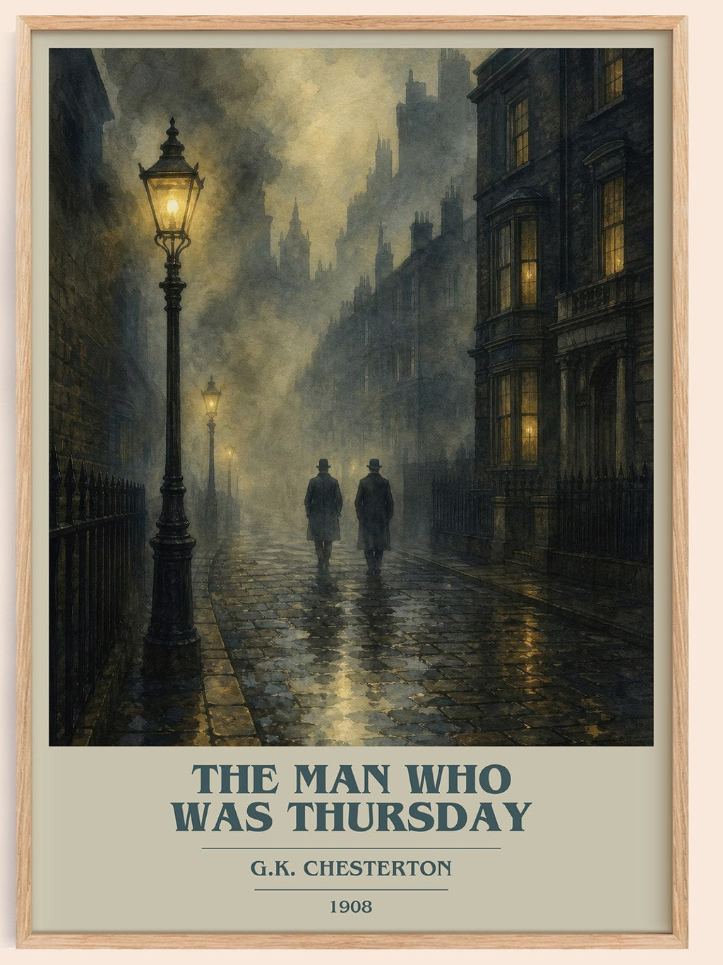 The Man Who Was Thursday book cover book poster by G.K. Chesterton – framed literary art print