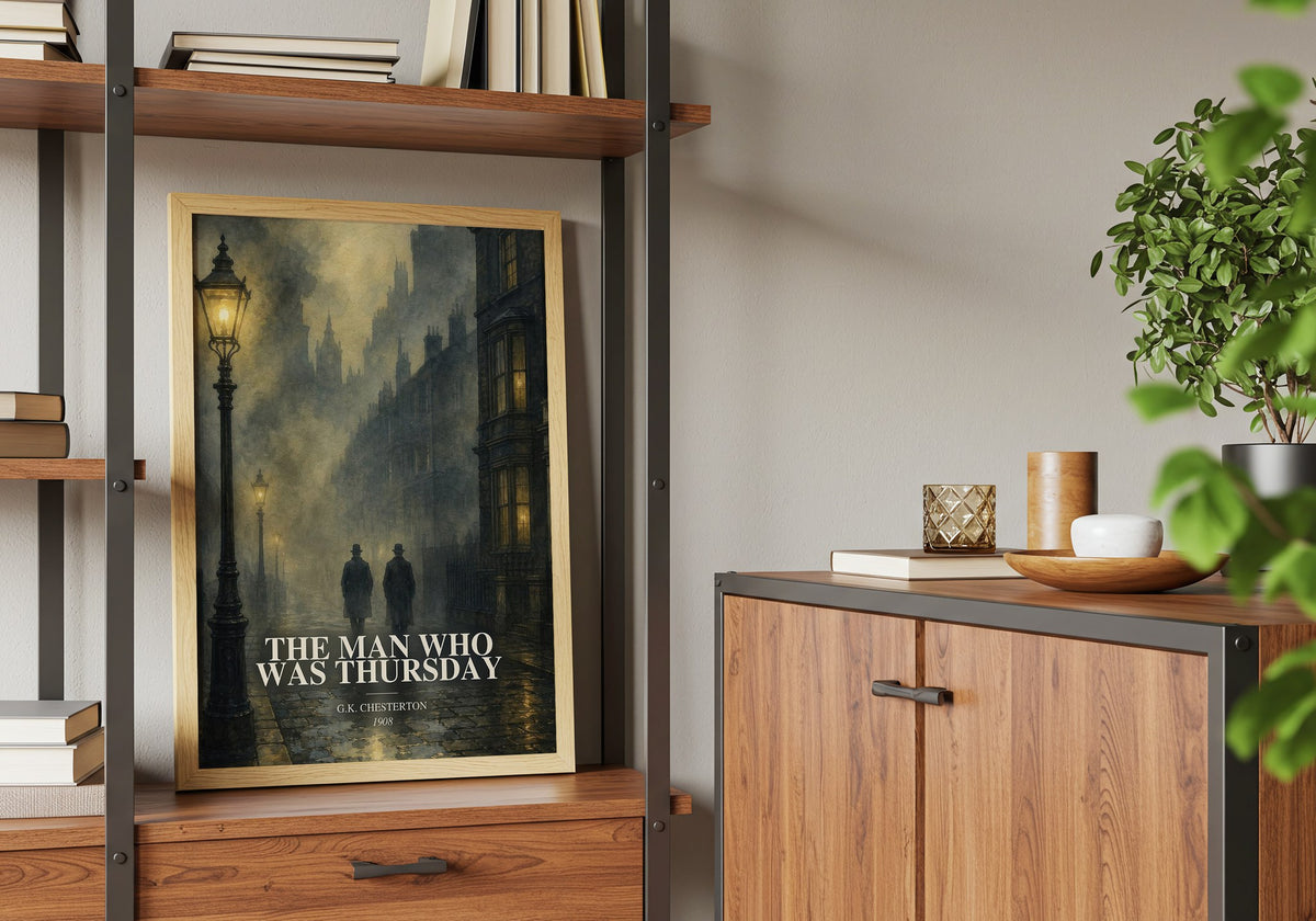 The Man Who Was Thursday book watercolour illustration paper finish options – matte satin gloss