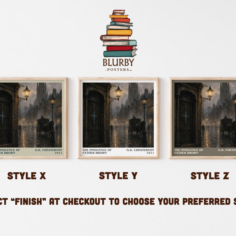 The Innocence of Father Brown literary print in frame leaning in hallway – mystery wall art