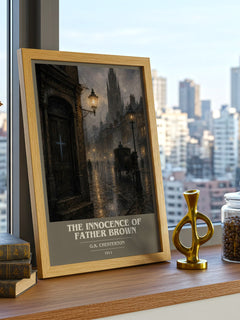 The Innocence of Father Brown book cover print framed by window – literary home decor