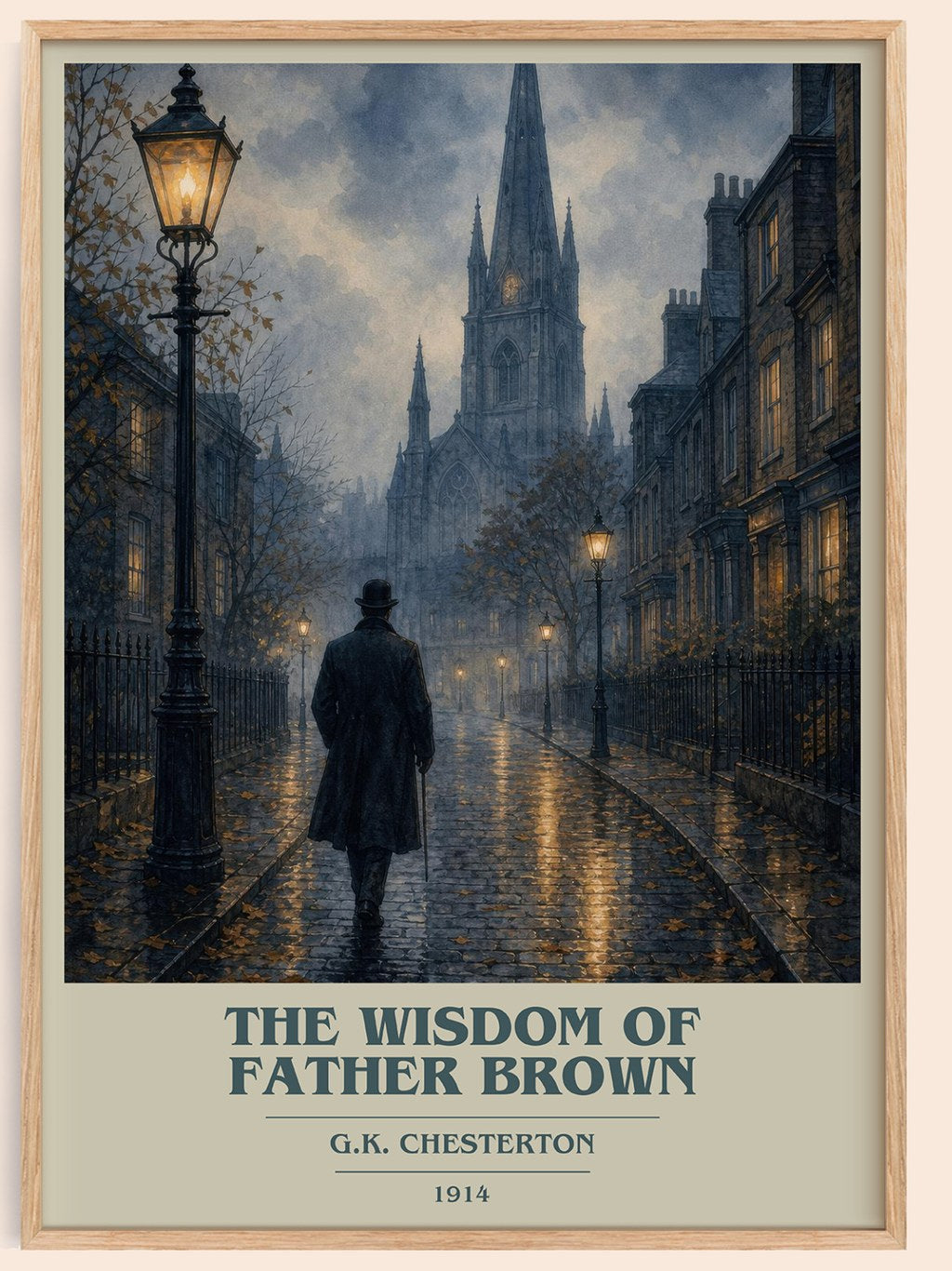 The Wisdom of Father Brown book cover book poster by G.K. Chesterton – framed literary art print
