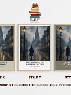 The Wisdom of Father Brown book cover print in frame leaning in hallway – mystery wall art