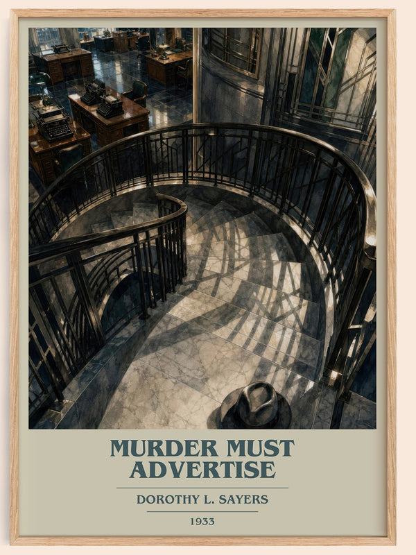 Murder Must Advertise book cover book poster by Dorothy L. Sayers – framed literary art print