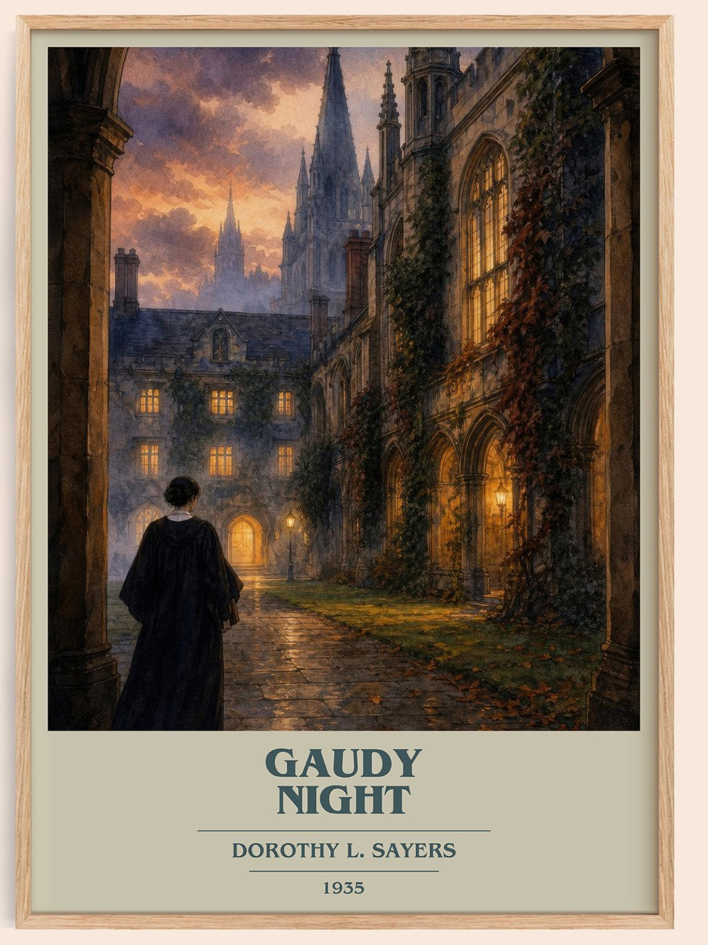 Gaudy Night book cover book poster by Dorothy L. Sayers – framed literary art print