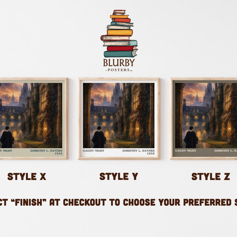 Gaudy Night literary print in frame leaning in hallway – mystery wall art